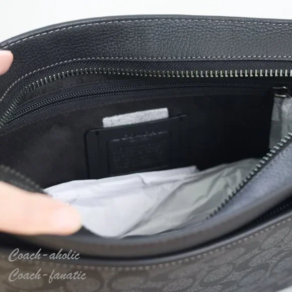 NWT Coach CH078 District Crossbody Signature Canvas & Leather Charcoal/Black - Picture 11 of 12